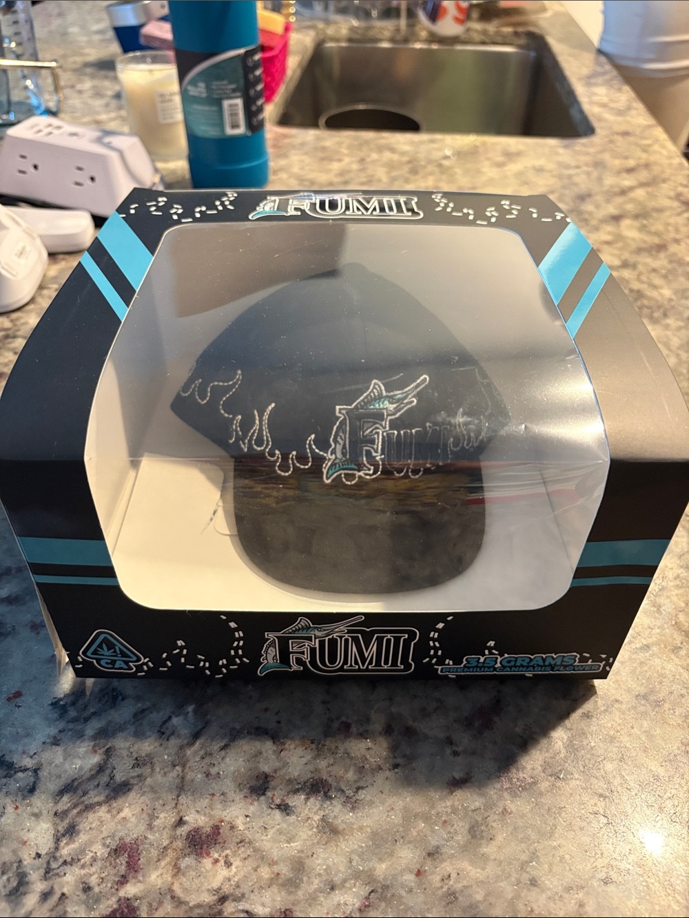 Fumi Black Cap replica toy with Teal and White los.wav Flame Embroidery